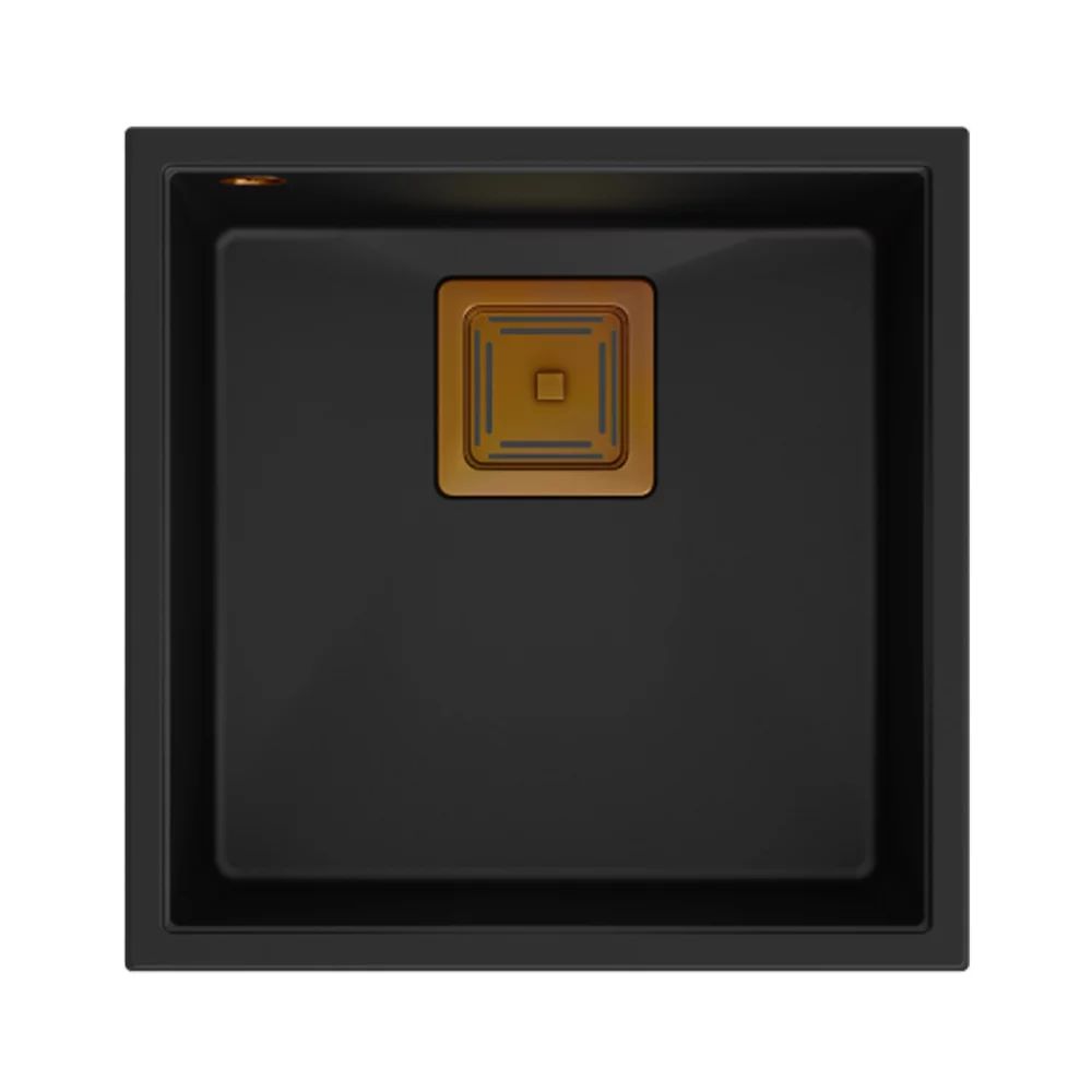Chiuveta compozit sub blat Quadron Unique David 40 negru carbon - cupru 42x42 cm