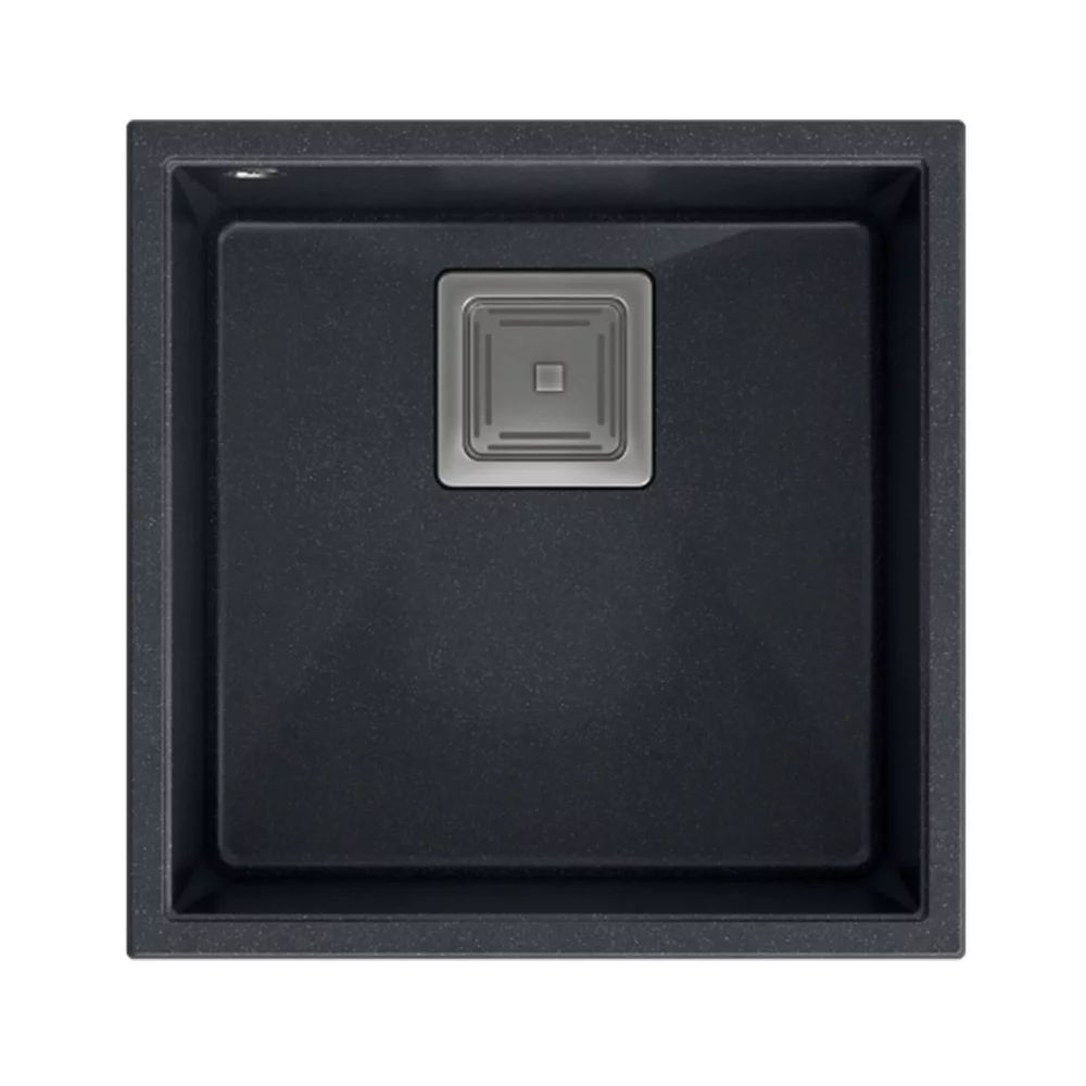Chiuveta compozit sub blat Quadron Unique David 40 negru carbon - inox 42x42 cm
