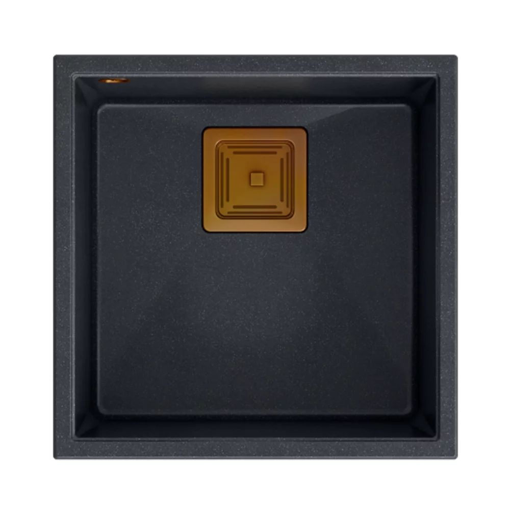Chiuveta compozit sub blat Quadron Unique David 40 negru - cupru 42x42 cm