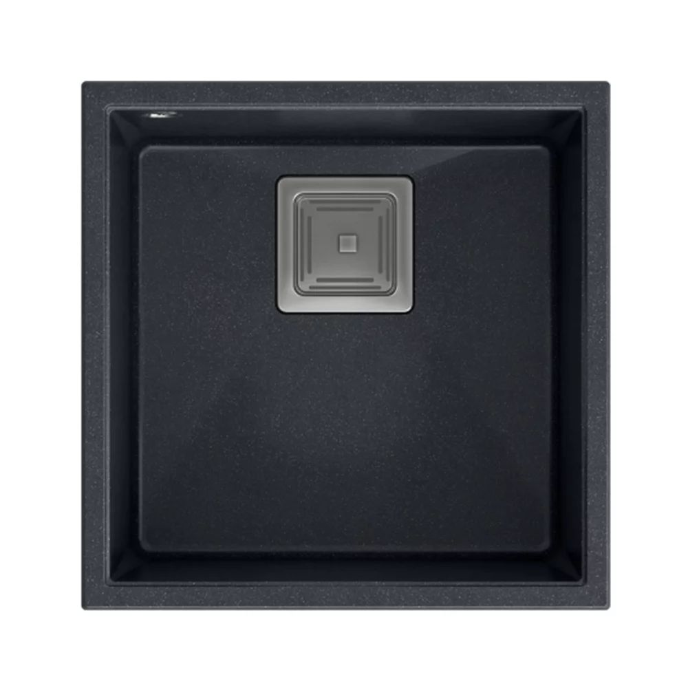 Chiuveta compozit sub blat Quadron Unique David 40 negru - inox 42x42 cm