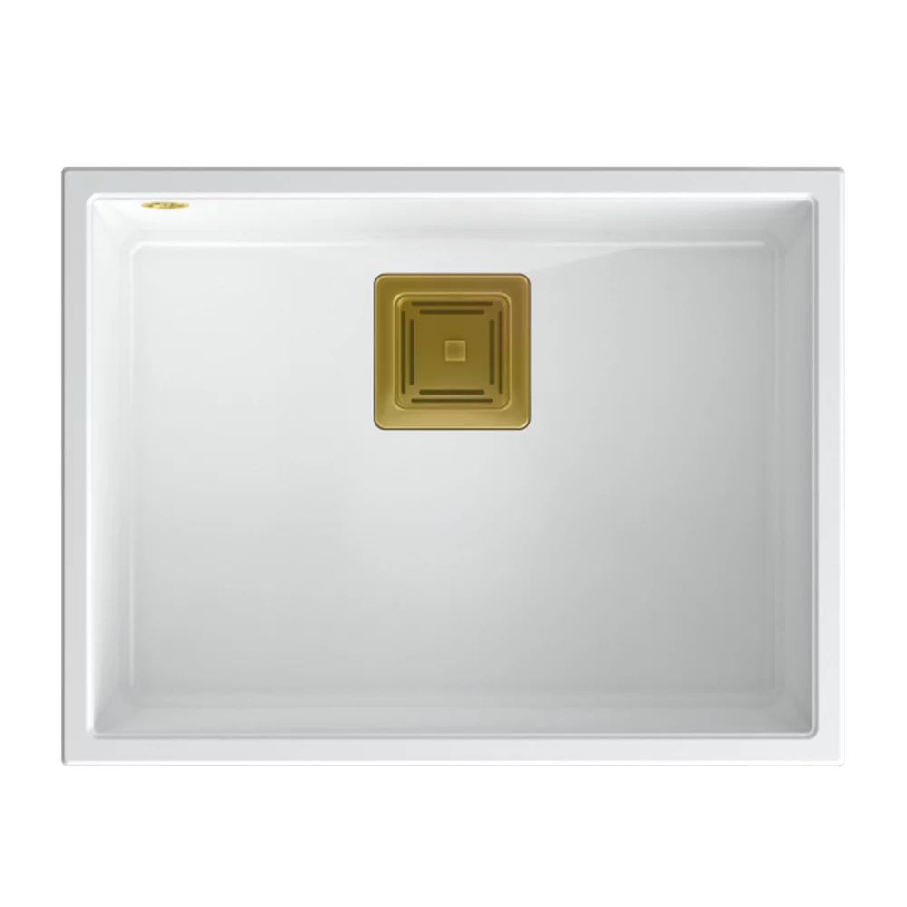 Chiuveta compozit sub blat Quadron Unique David 50 alb - auriu 55x42 cm