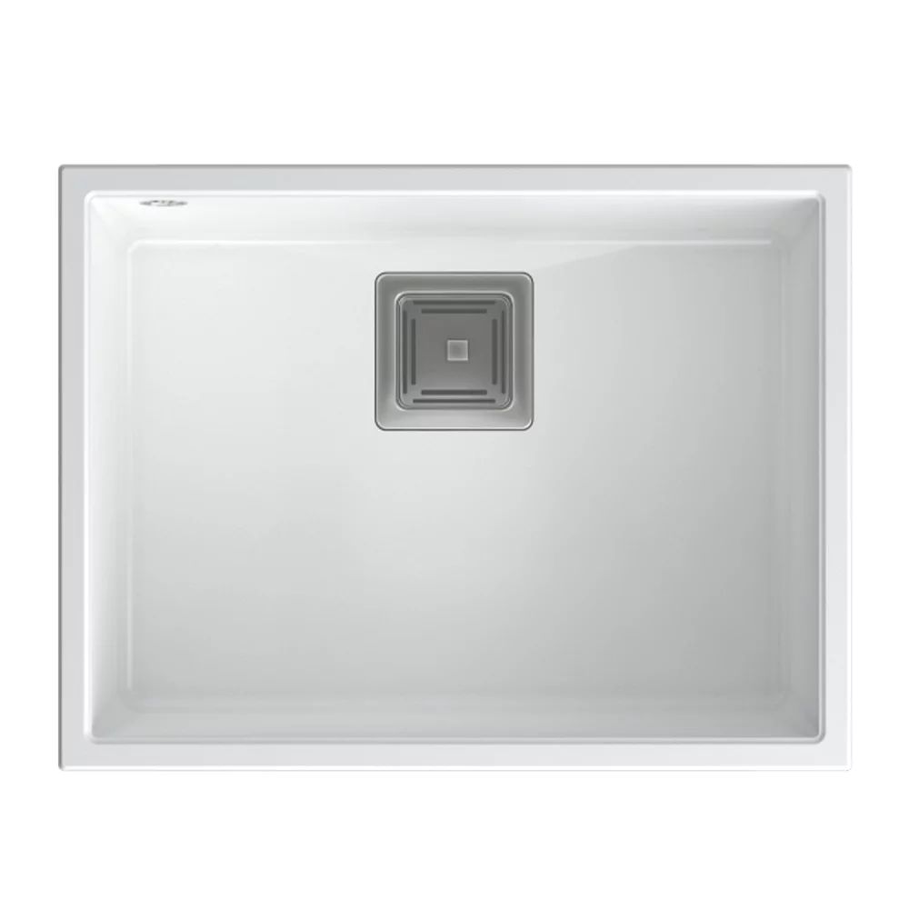 Chiuveta compozit sub blat Quadron Unique David 50 alb - inox 55x42 cm