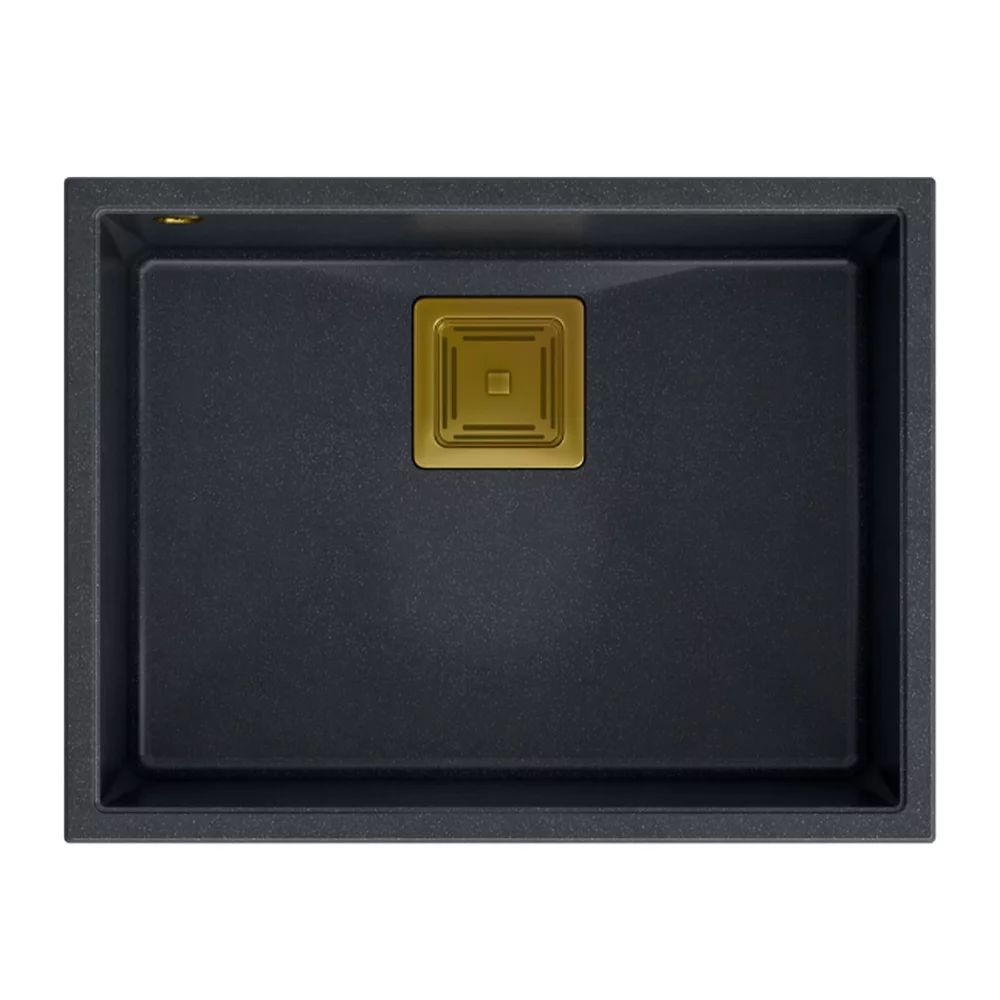 Chiuveta compozit sub blat Quadron Unique David 50 negru - auriu 55x42 cm