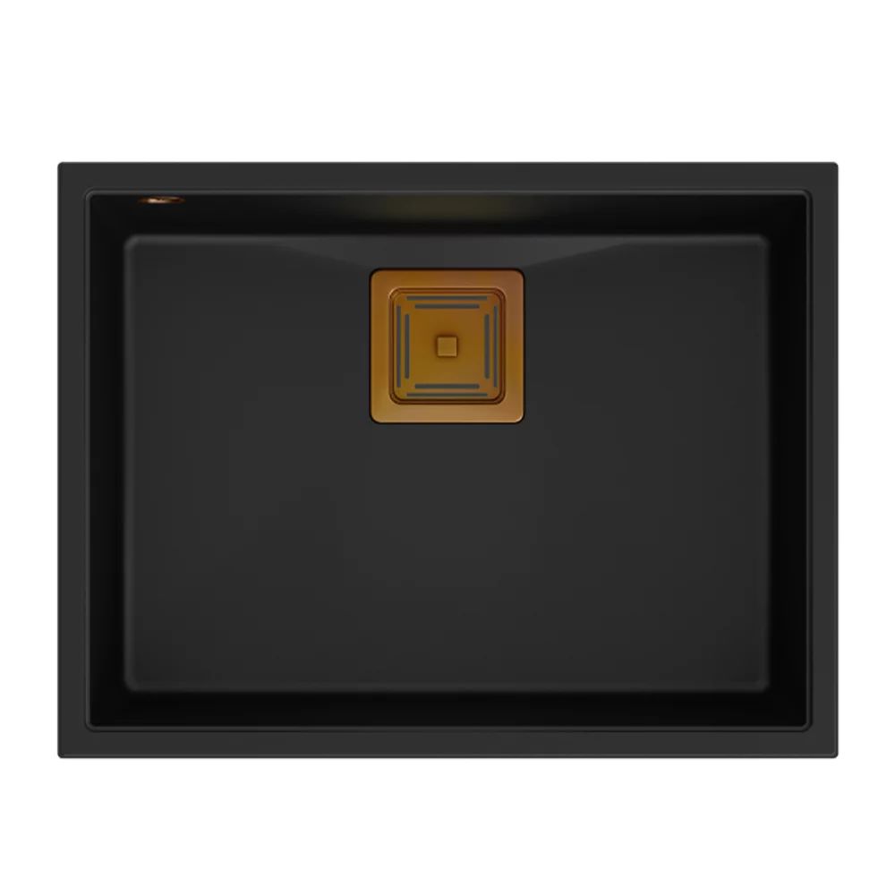 Chiuveta compozit sub blat Quadron Unique David 50 negru carbon - cupru 55x42 cm