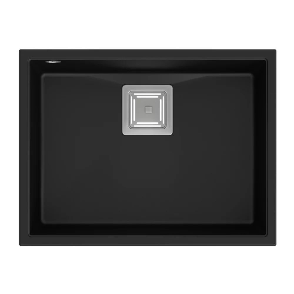 Chiuveta compozit sub blat Quadron Unique David 50 negru carbon - inox 55x42 cm
