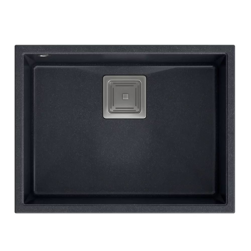 Chiuveta compozit sub blat Quadron Unique David 50 negru - inox 55x42 cm