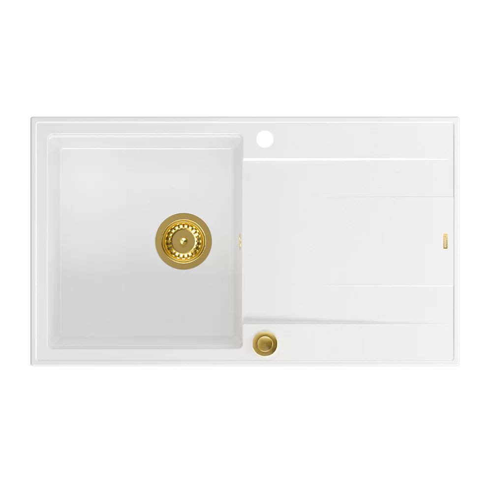 Chiuveta compozit incastrata Quadron Unique Evan 111 alb - auriu 86x50 cm