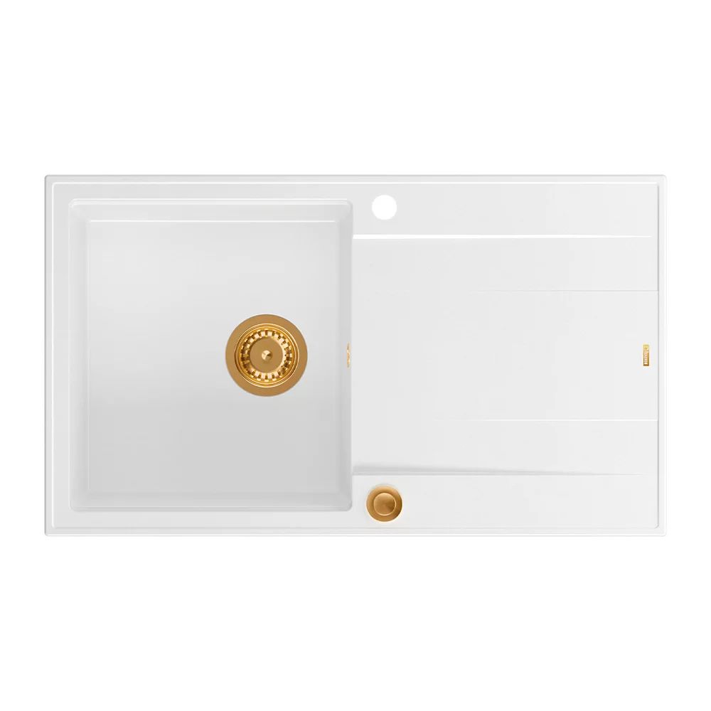 Chiuveta compozit incastrata Quadron Unique Evan 111 alb - cupru 86x50 cm
