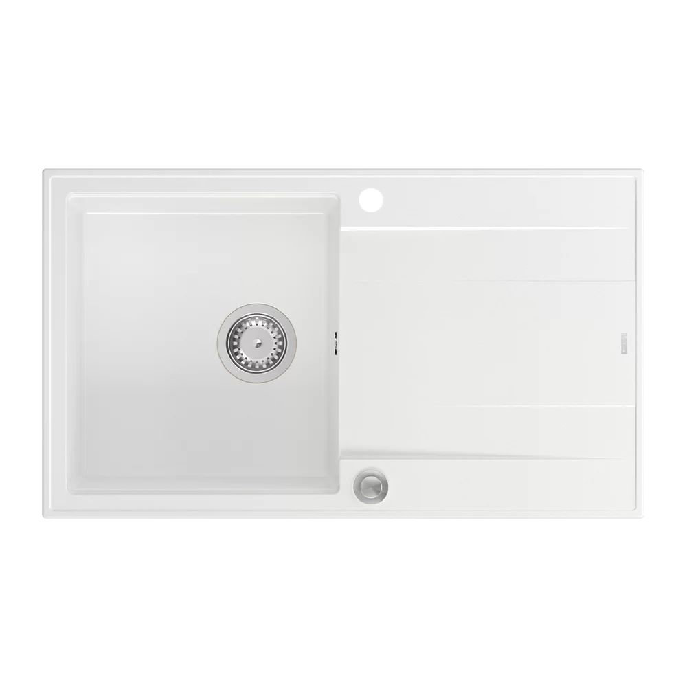 Chiuveta compozit incastrata Quadron Unique Evan 111 alb - inox 86x50 cm