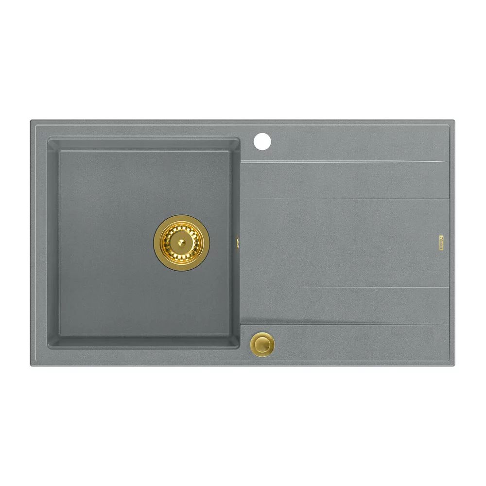 Chiuveta compozit incastrata Quadron Unique Evan 111 gri - auriu 86x50 cm