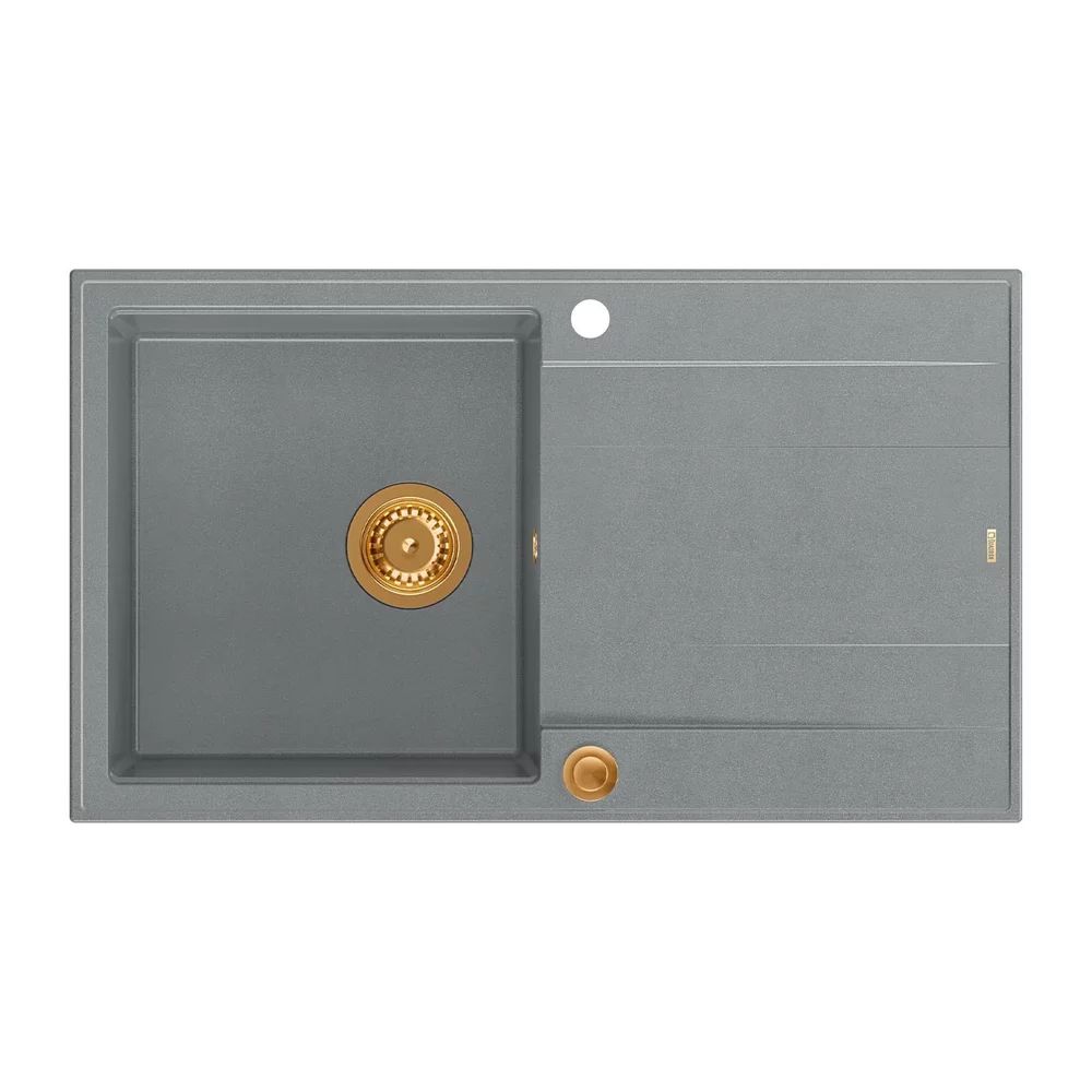 Chiuveta compozit incastrata Quadron Unique Evan 111 gri - cupru 86x50 cm