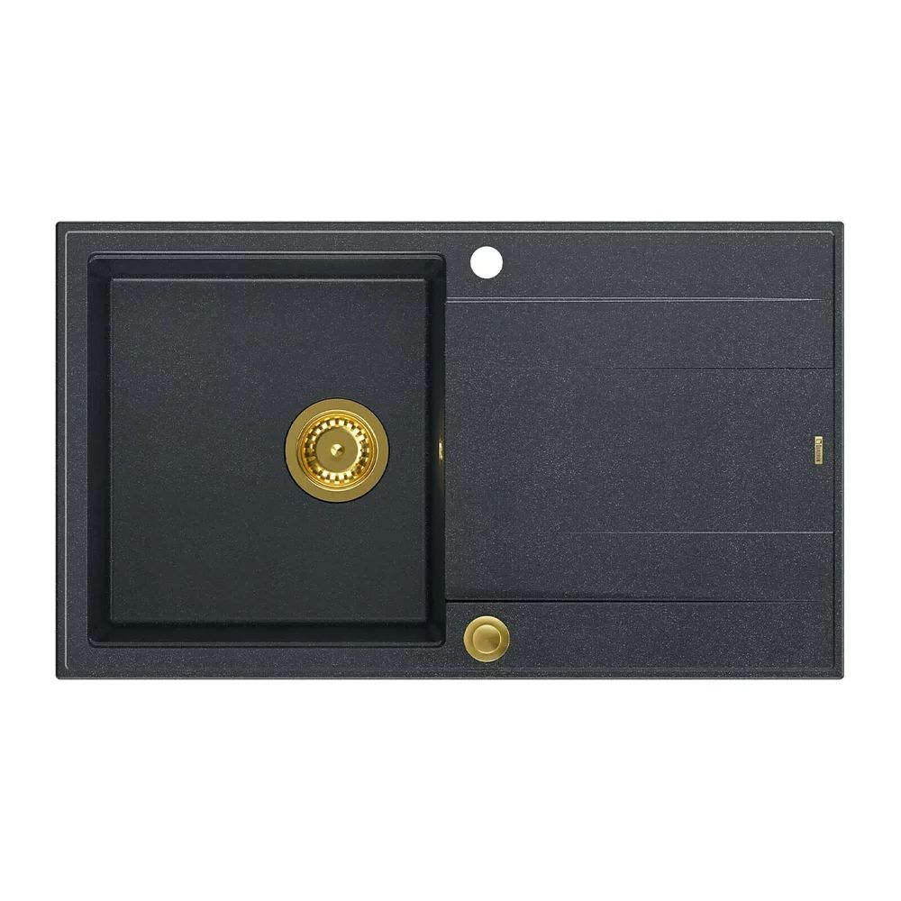 Chiuveta compozit incastrata Quadron Unique Evan 111 negru - auriu 86x50 cm