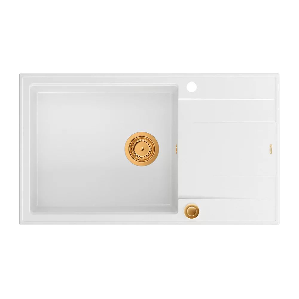Chiuveta compozit incastrata Quadron Unique Evan 136 XL alb - cupru 86x50 cm