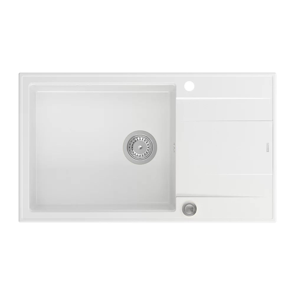 Chiuveta compozit incastrata Quadron Unique Evan 136 XL alb - inox 86x50 cm
