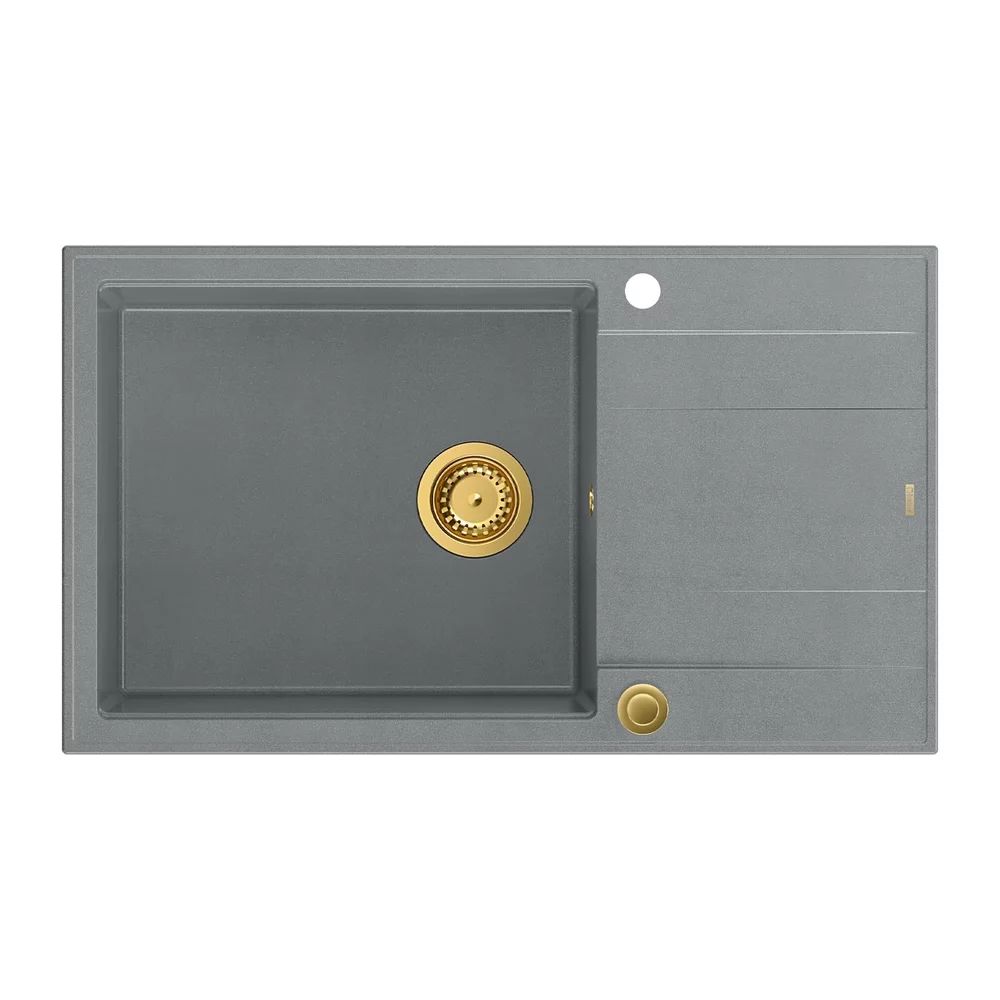 Chiuveta compozit incastrata Quadron Unique Evan 136 XL gri - auriu 86x50 cm