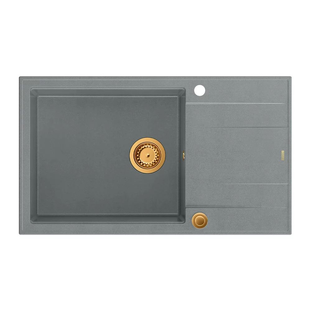 Chiuveta compozit incastrata Quadron Unique Evan 136 XL gri - cupru 86x50 cm