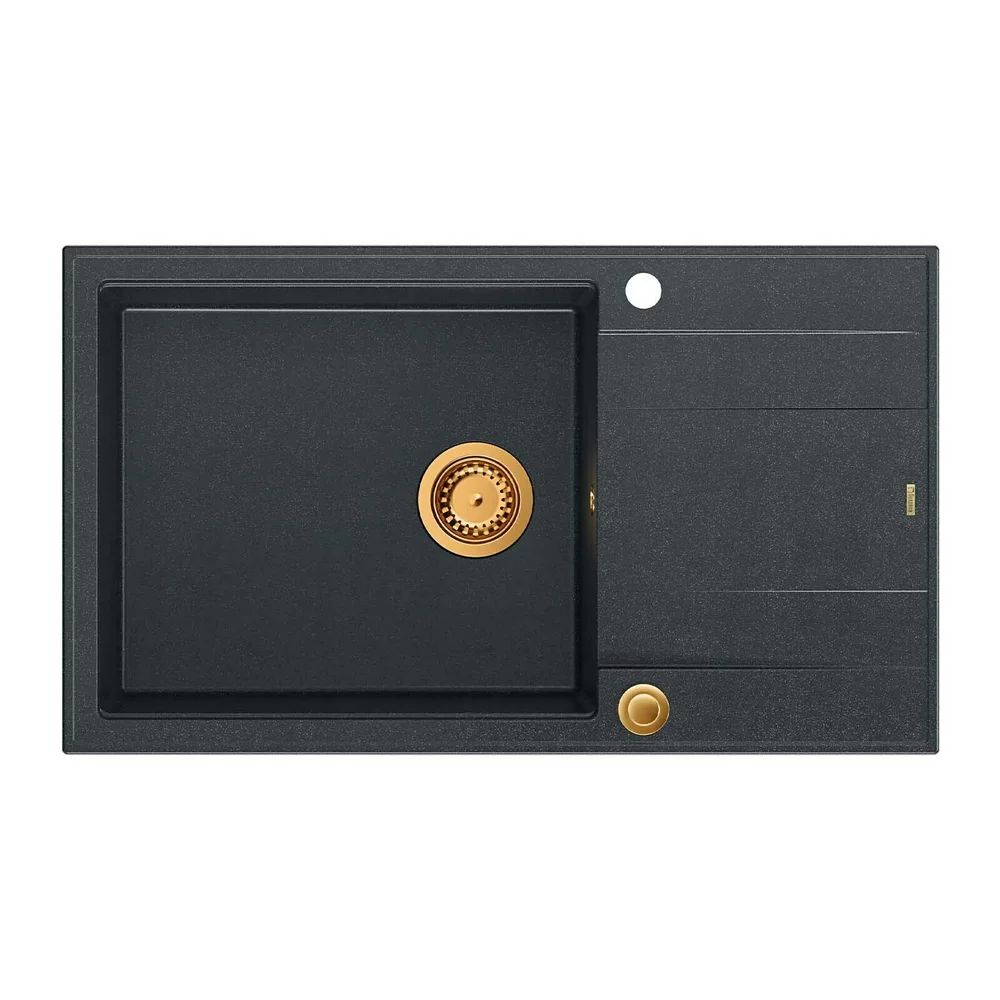 Chiuveta compozit incastrata Quadron Unique Evan 136 XL negru - cupru 86x50 cm