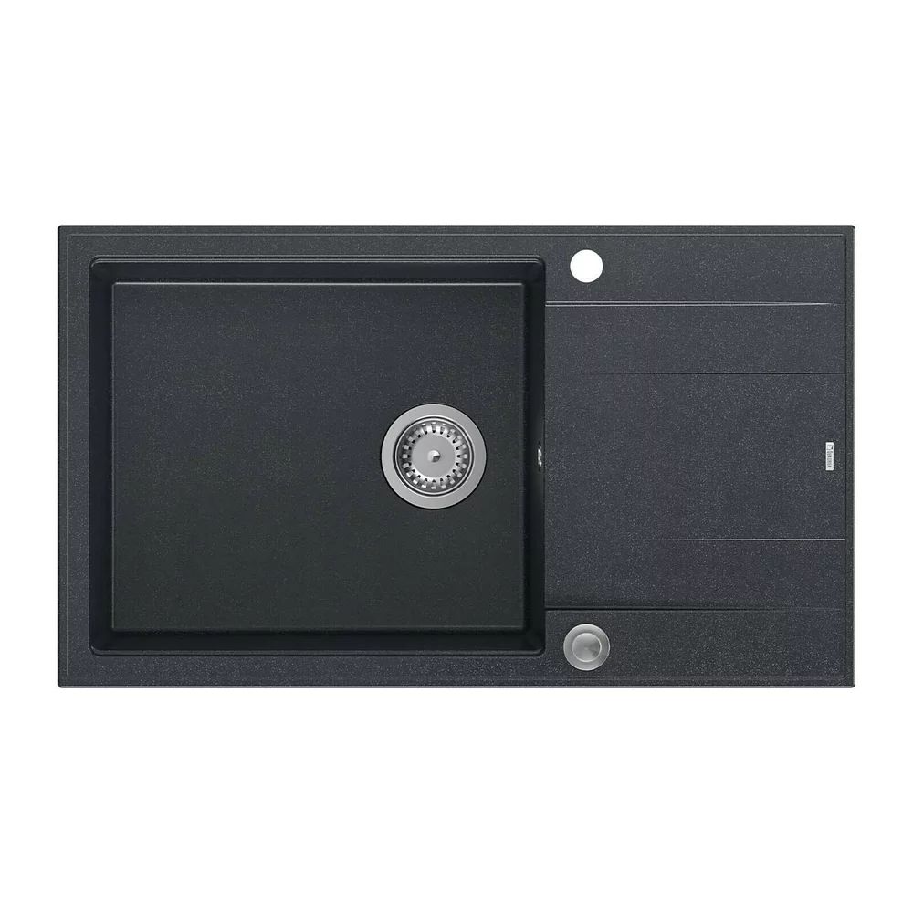 Chiuveta compozit incastrata Quadron Unique Evan 136 XL negru - inox 86x50 cm