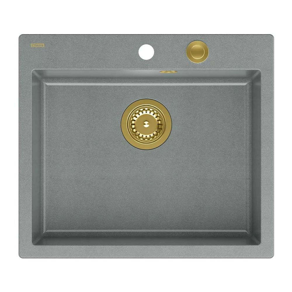 Chiuveta compozit incastrata Quadron Unique Morgan 110 gri - auriu 57x50 cm