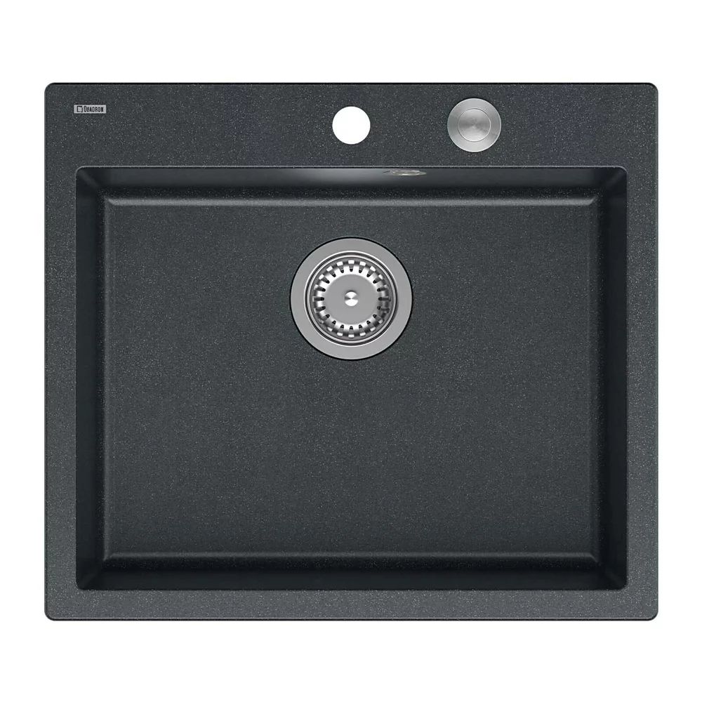 Chiuveta compozit incastrata Quadron Unique Morgan 110 negru - inox 57x50 cm