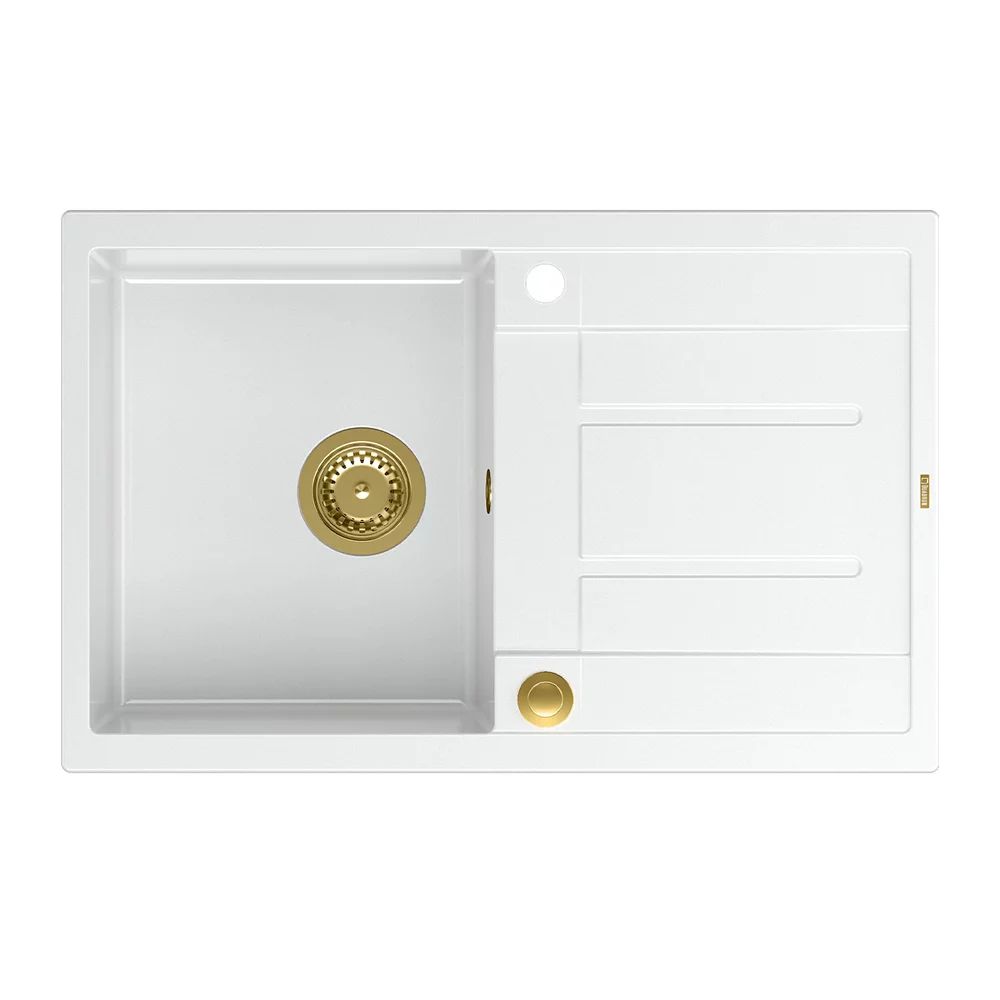 Chiuveta compozit incastrata Quadron Unique Morgan 111 alb - auriu 78x50 cm
