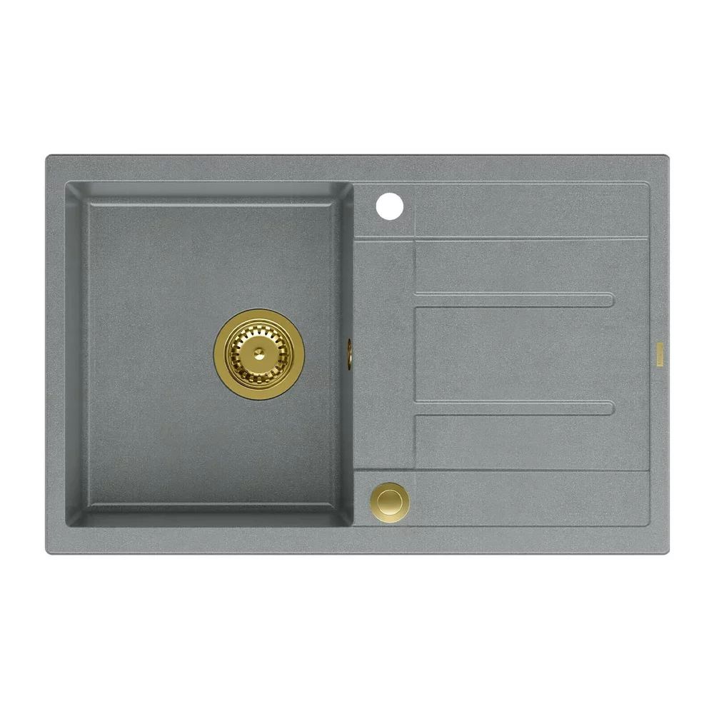 Chiuveta compozit incastrata Quadron Unique Morgan 111 gri - auriu 78x50 cm