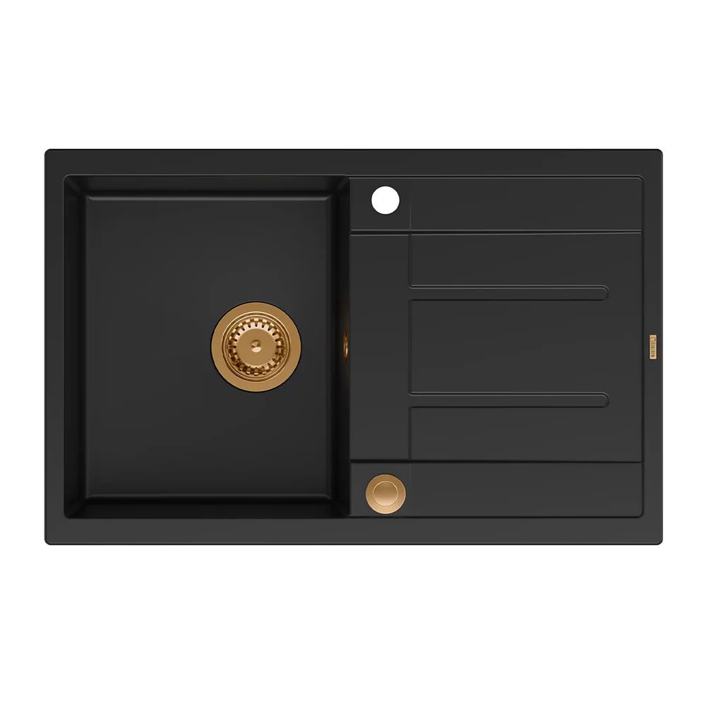 Chiuveta compozit incastrata Quadron Unique Morgan 111 negru carbon - cupru 78x50 cm