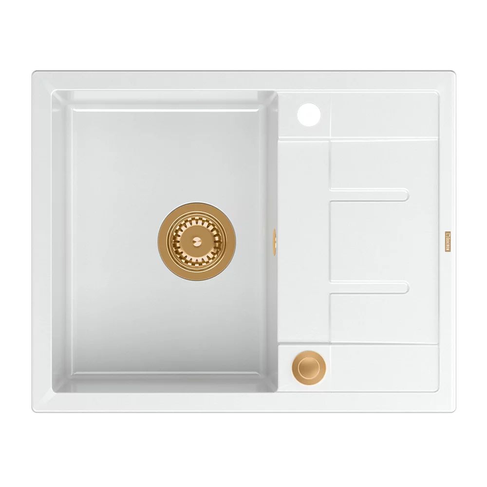 Chiuveta compozit incastrata Quadron Unique Morgan 116 alb - cupru 62x50 cm