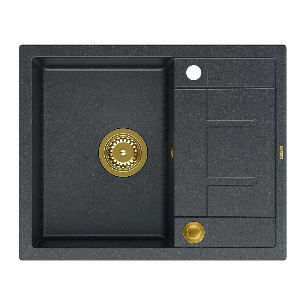 Chiuveta compozit incastrata Quadron Unique Morgan 116 negru - auriu 62x50 cm