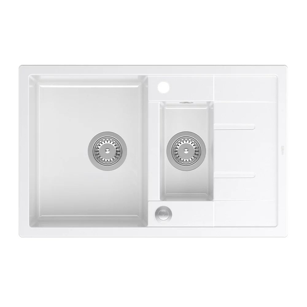 Chiuveta compozit incastrata Quadron Unique Morgan 156 alb - inox 78x50 cm