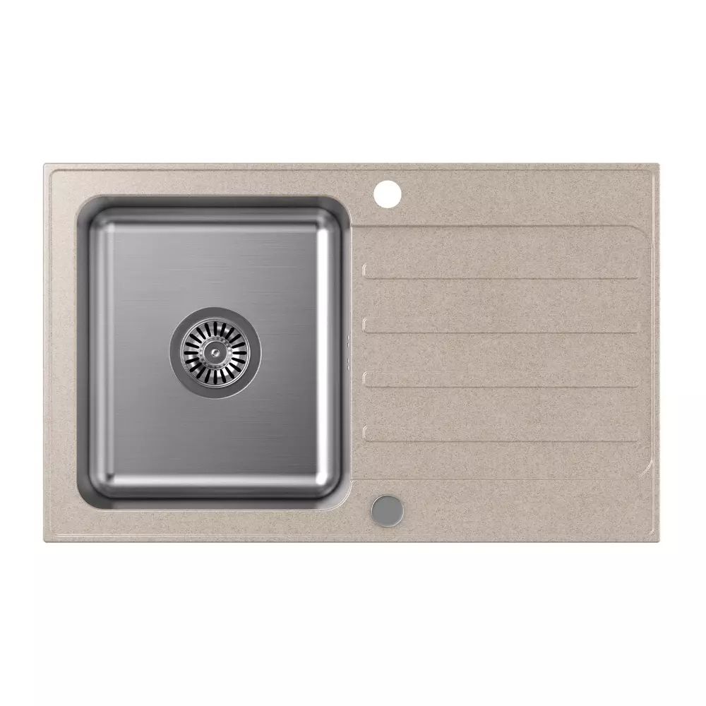 Chiuveta compozit incastrata Quadron Pop Kenneth 111 finisaj inox - bej 78x48 cm