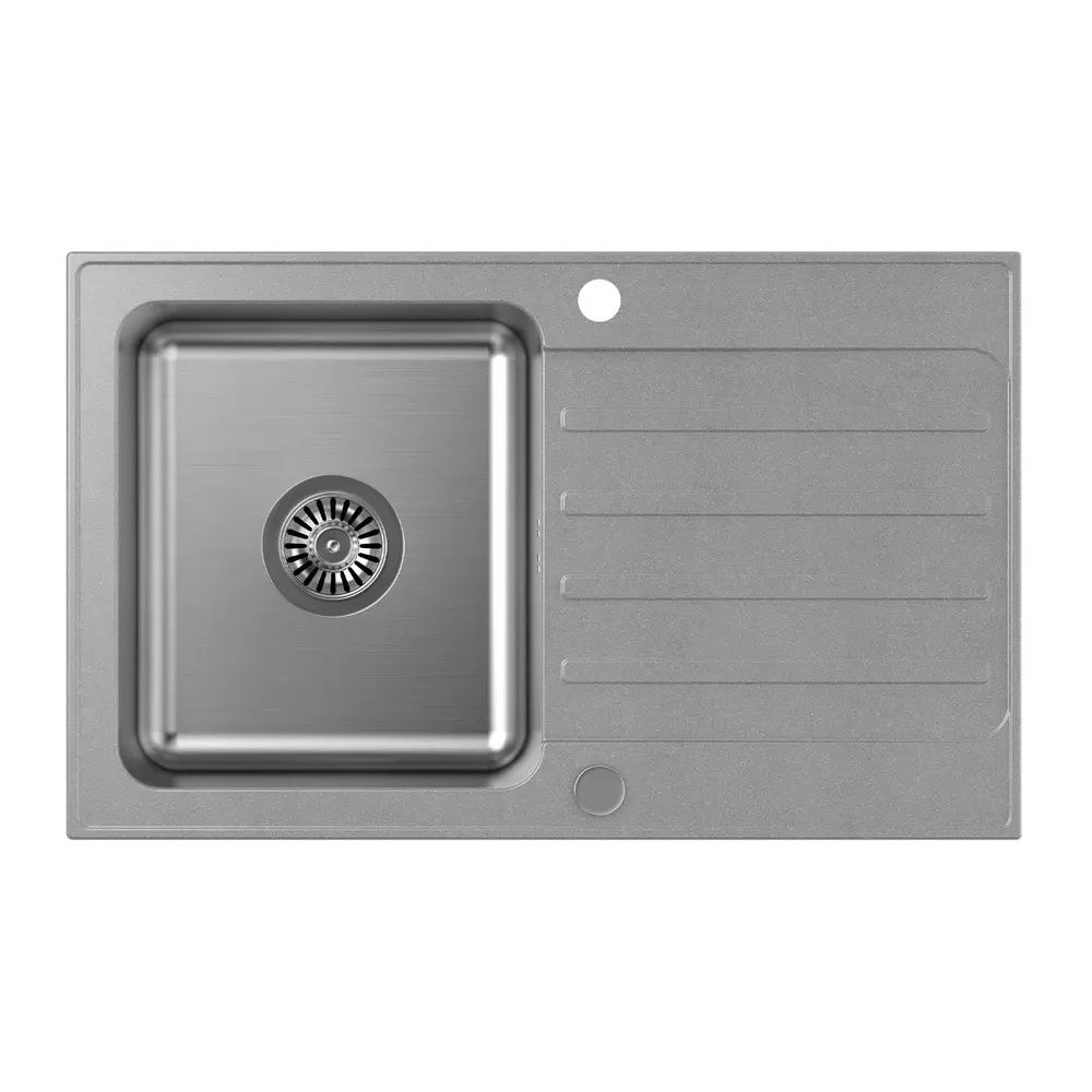 Chiuveta compozit incastrata Quadron Pop Kenneth 111 finisaj inox - gri 78x48 cm