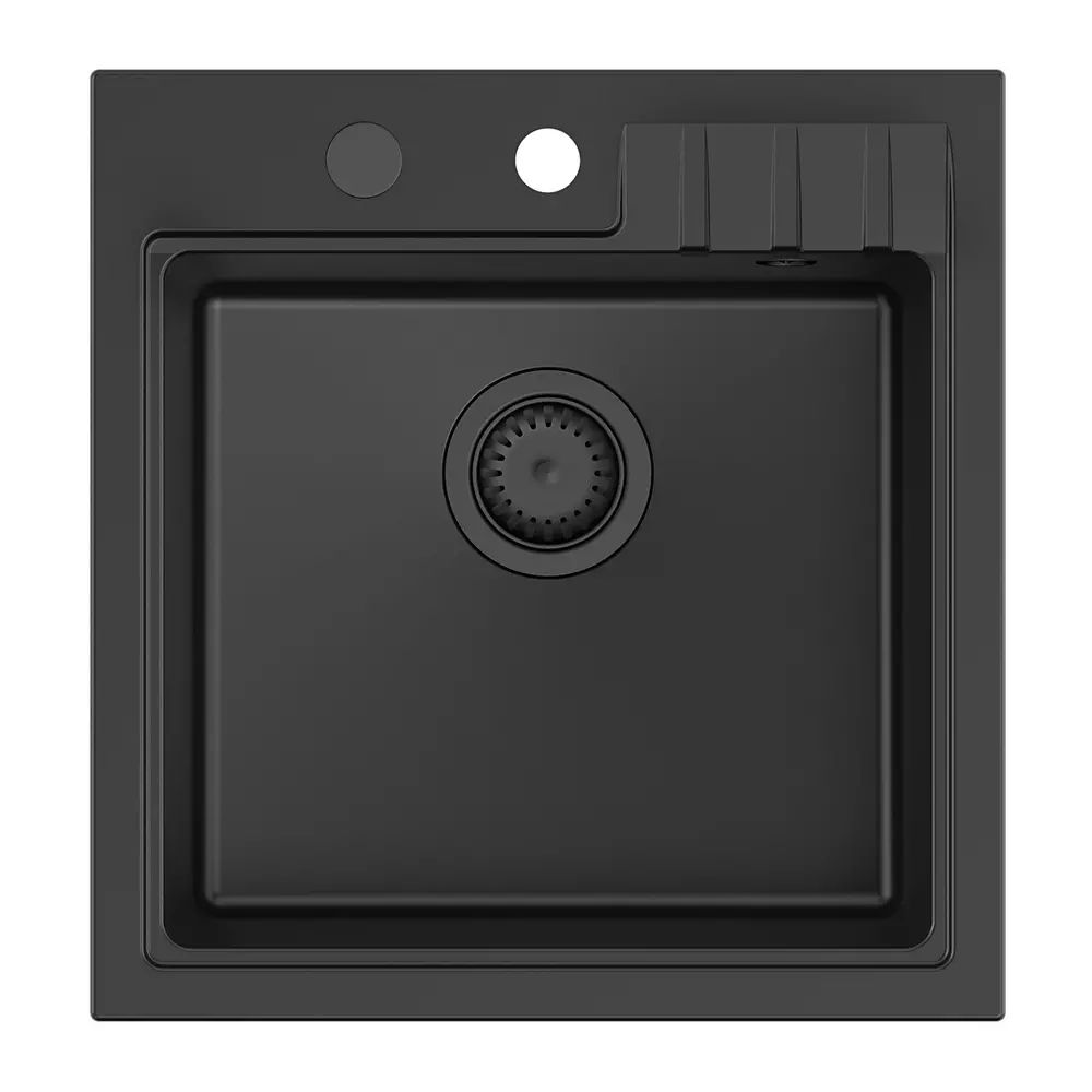 Chiuveta compozit incastrata Quadron Pop Peter 110 negru carbon 50x52 cm