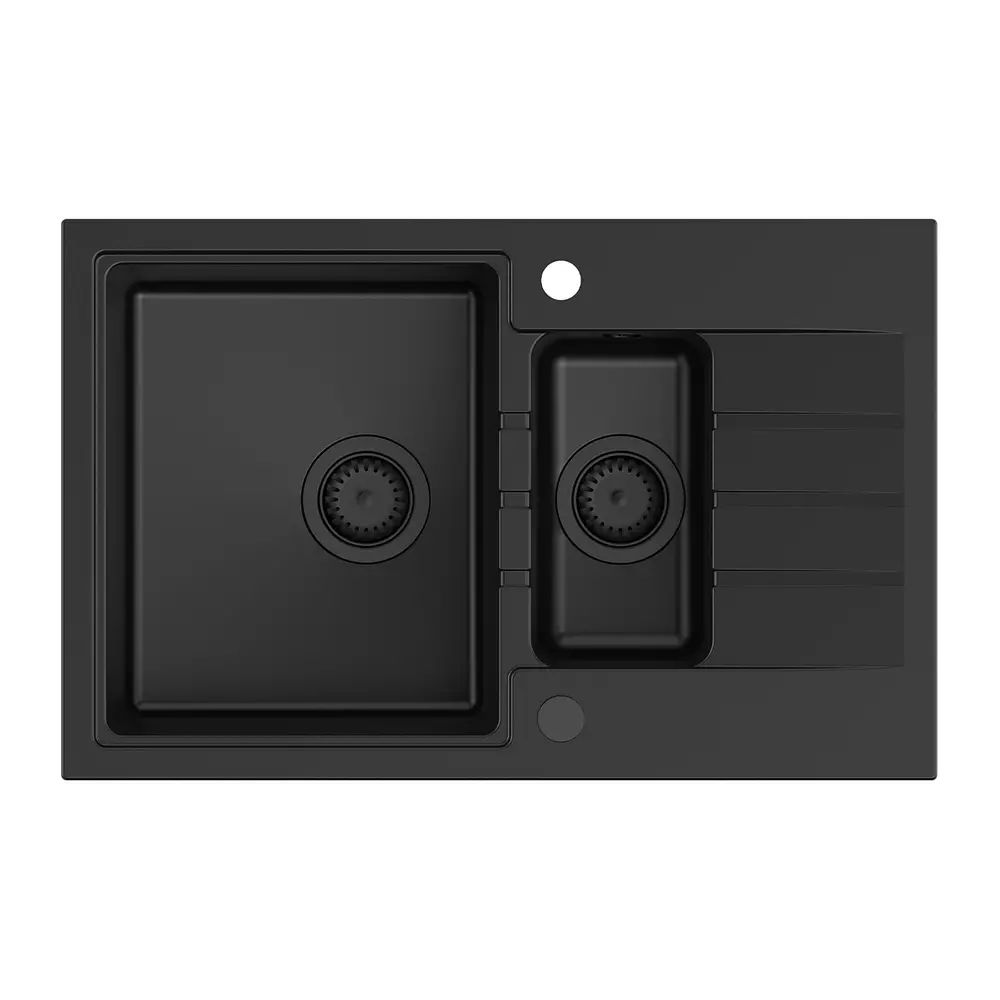 Chiuveta compozit incastrata Quadron Pop Peter 156 negru carbon 78x50 cm