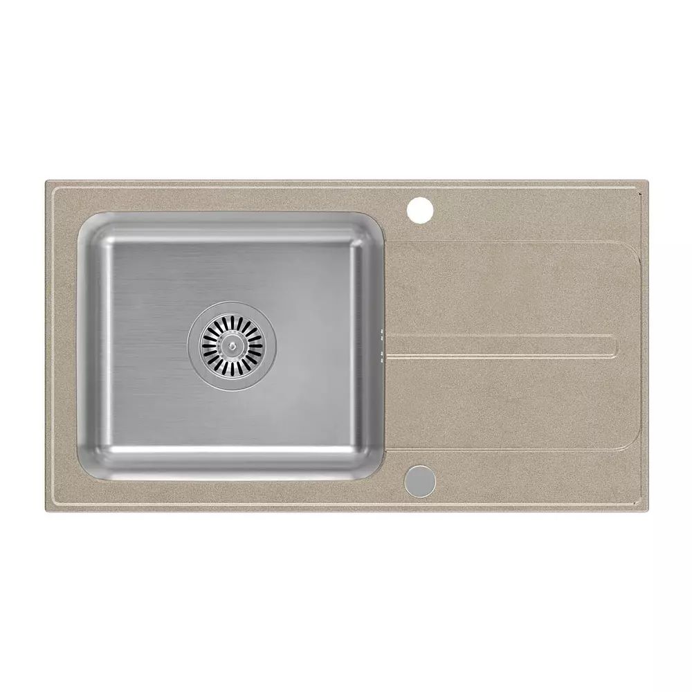 Chiuveta compozit incastrata Quadron Pop Ralph 111 finisaj inox - bej 78x43 cm