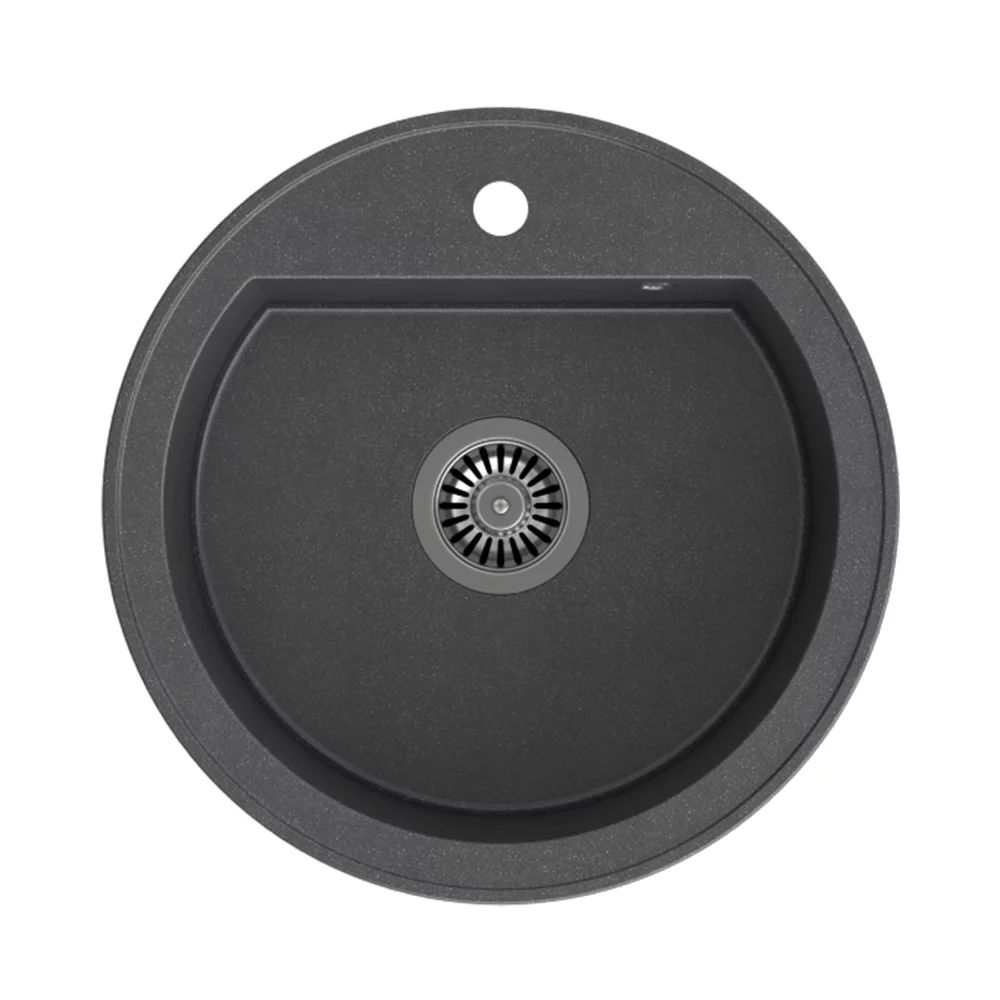 Chiuveta compozit incastrata Quadron Pop Johnny 110 negru - black dotted 43x50 cm rotunda