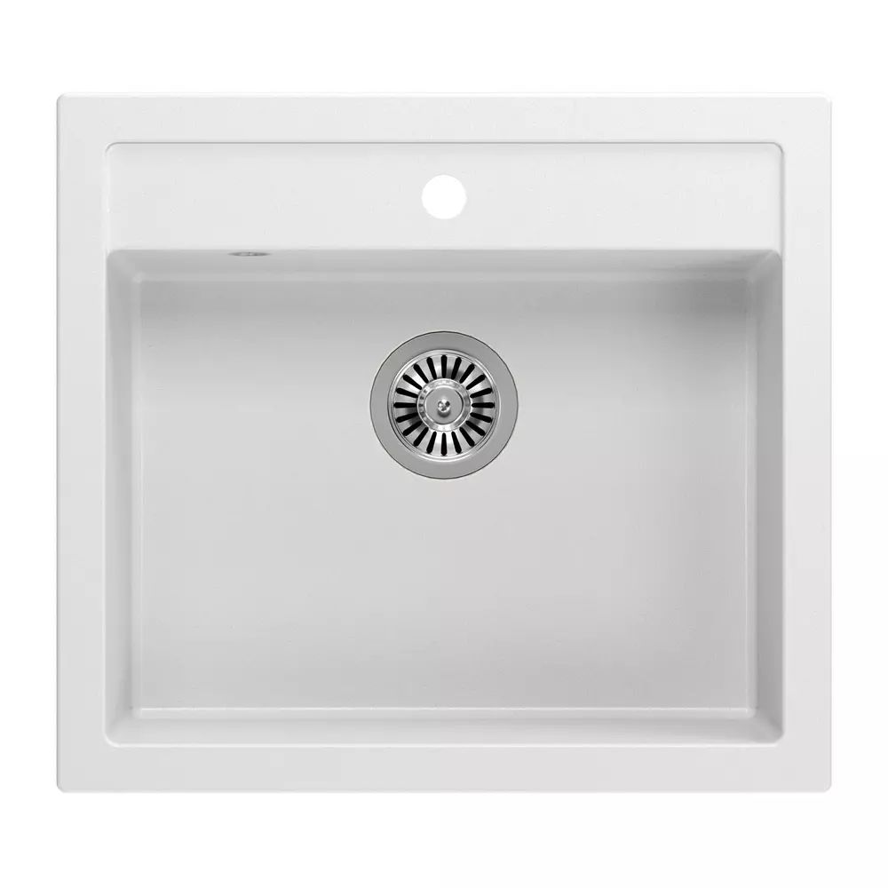 Chiuveta compozit incastrata Quadron Unique Bill 110 alb - inox 60x54 cm