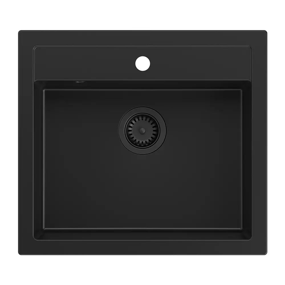 Chiuveta compozit incastrata Quadron Unique Bill 110 negru carbon 60x54 cm