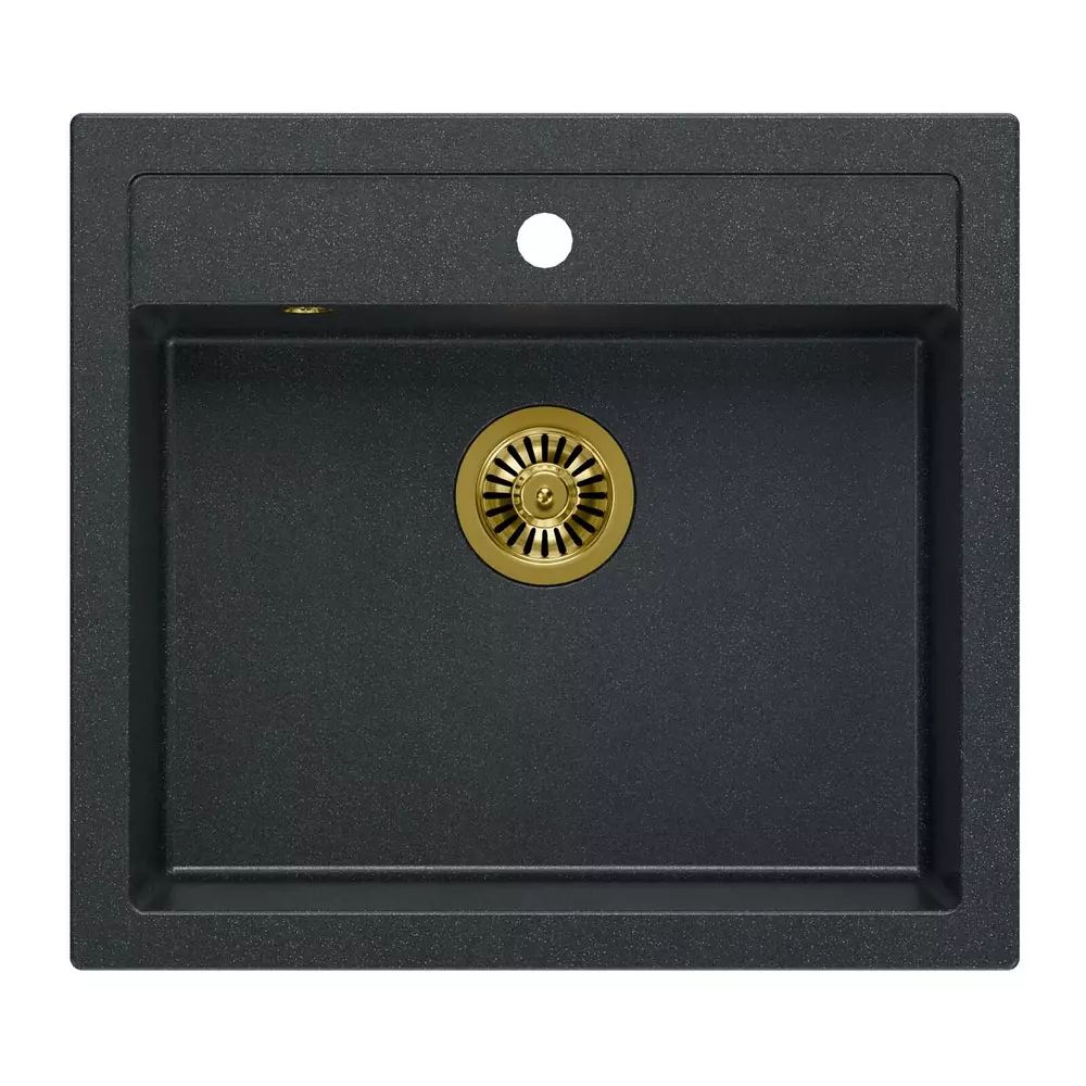Chiuveta compozit incastrata Quadron Unique Bill 110 negru diamant - auriu 60x54 cm