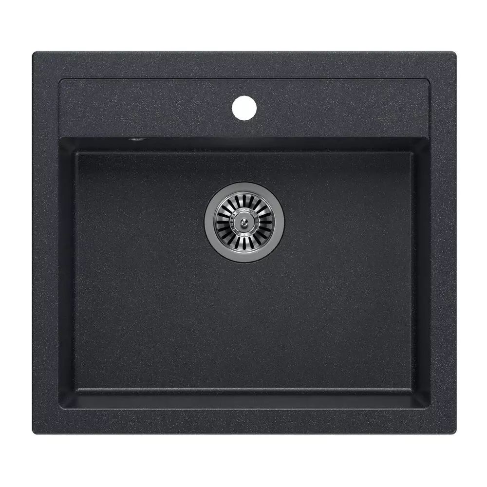Chiuveta compozit incastrata Quadron Unique Bill 110 negru diamant - inox 60x54 cm