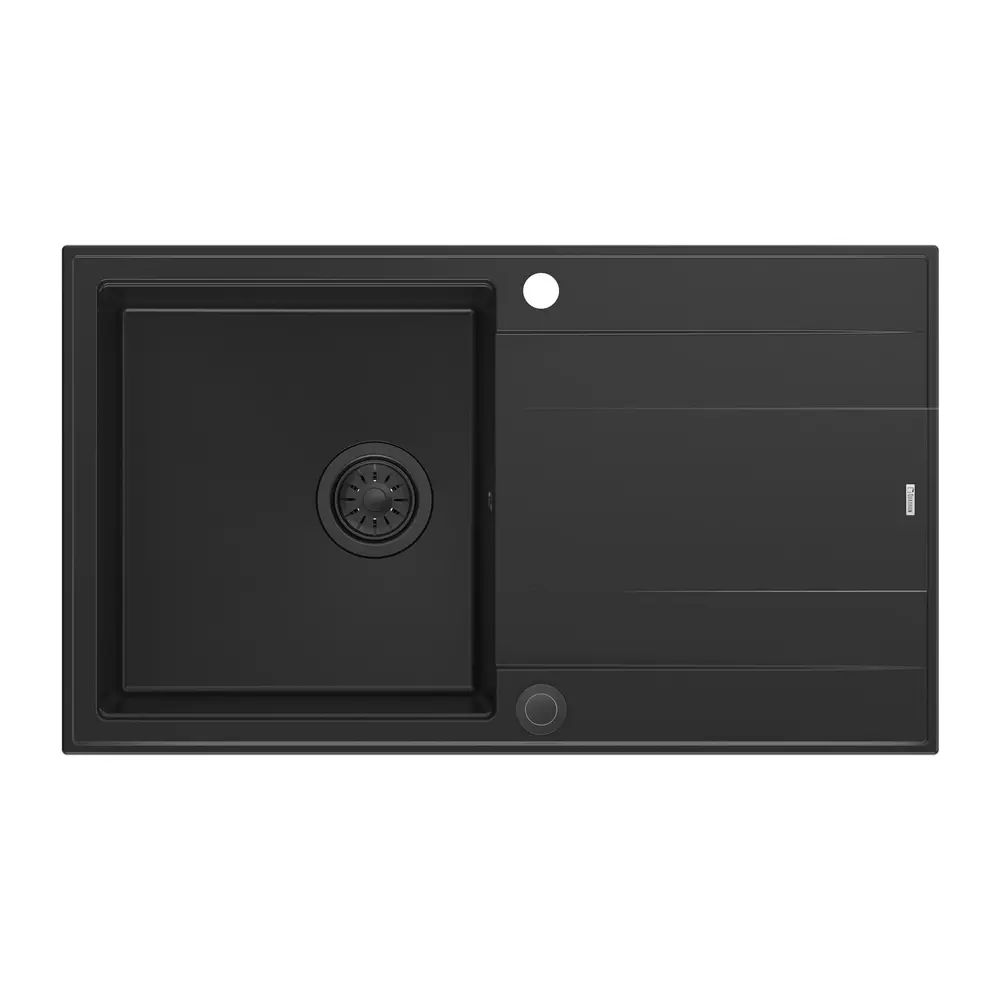 Chiuveta compozit incastrata Quadron Unique Evan 111 negru carbon 86x50 cm