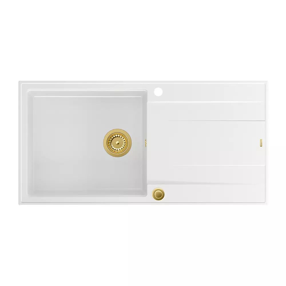 Chiuveta compozit incastrata Quadron Unique Evan 146 XL alb - auriu 100x50 cm
