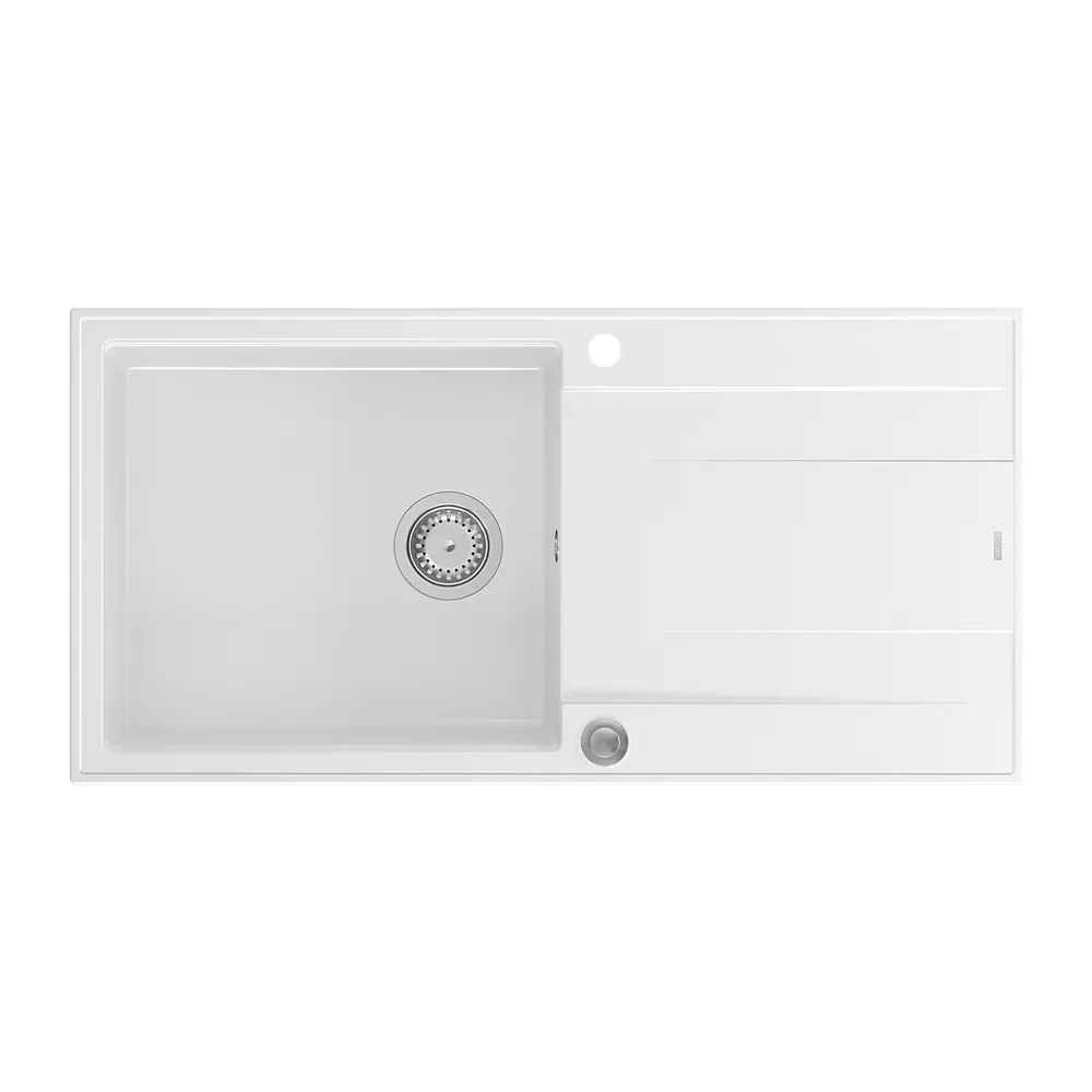 Chiuveta compozit incastrata Quadron Unique Evan 146 XL alb - inox 100x50 cm