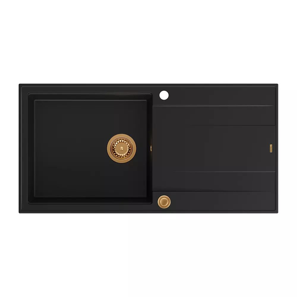 Chiuveta compozit incastrata Quadron Unique Evan 146 XL negru carbon - cupru 100x50 cm