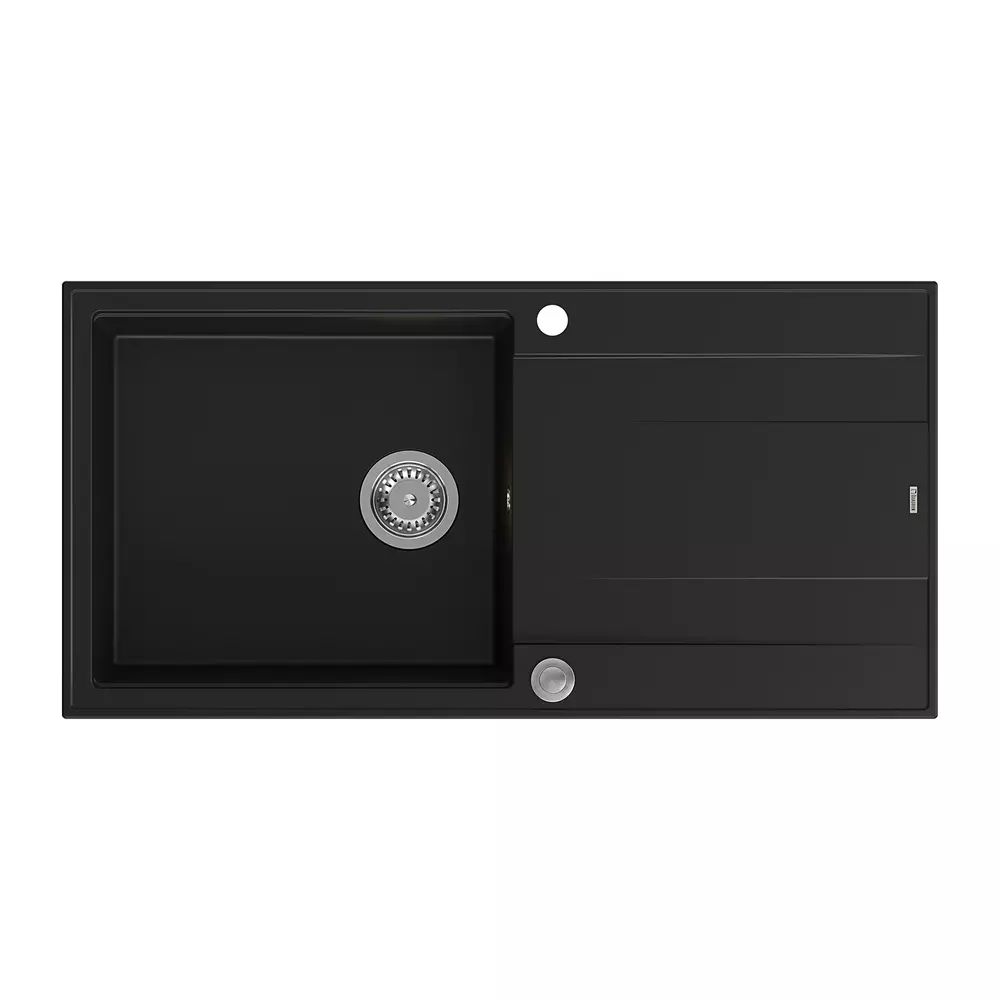 Chiuveta compozit incastrata Quadron Unique Evan 146 XL negru carbon - inox 100x50 cm