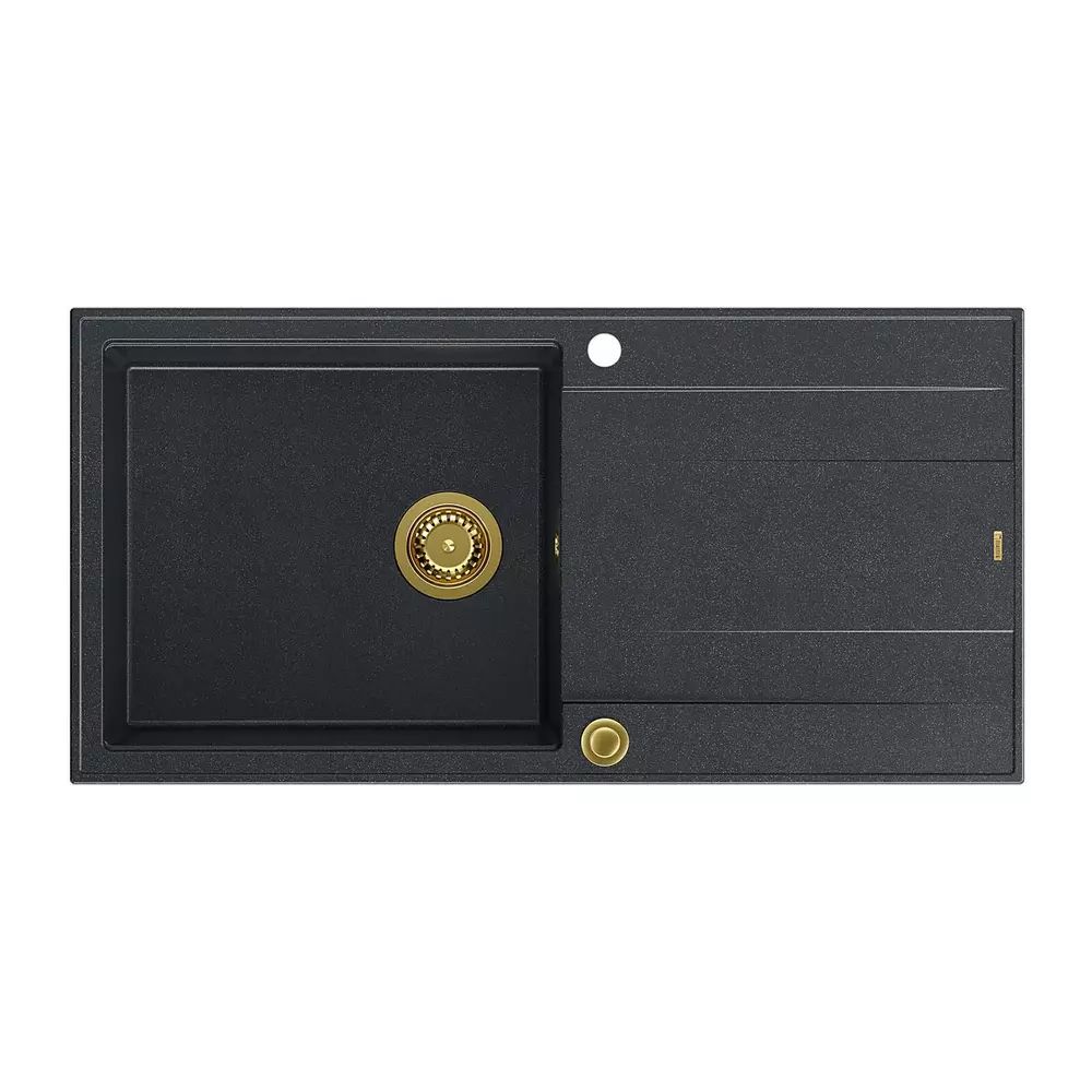Chiuveta compozit incastrata Quadron Unique Evan 146 XL negru diamant - auriu 100x50 cm