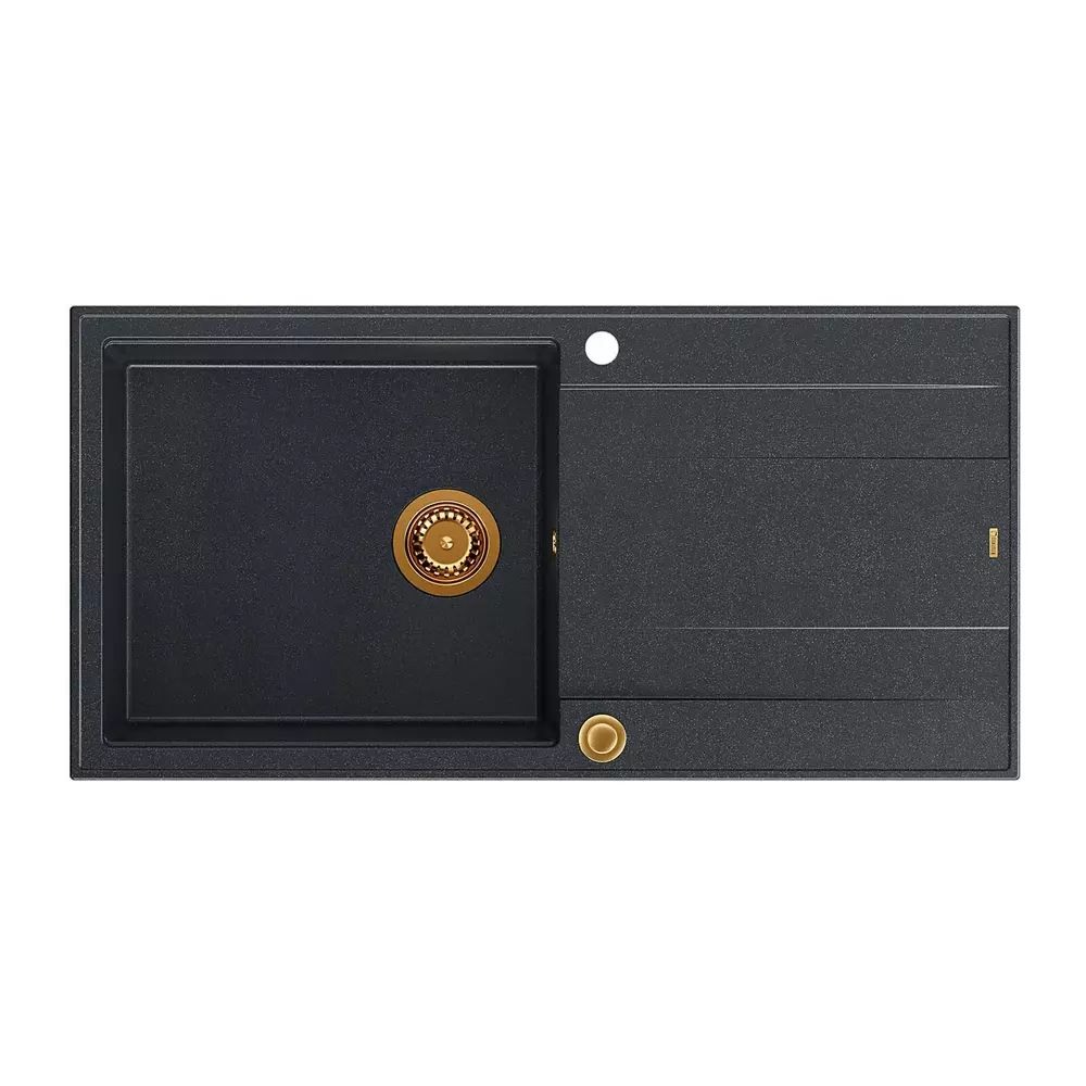 Chiuveta compozit incastrata Quadron Unique Evan 146 XL negru diamant - cupru 100x50 cm