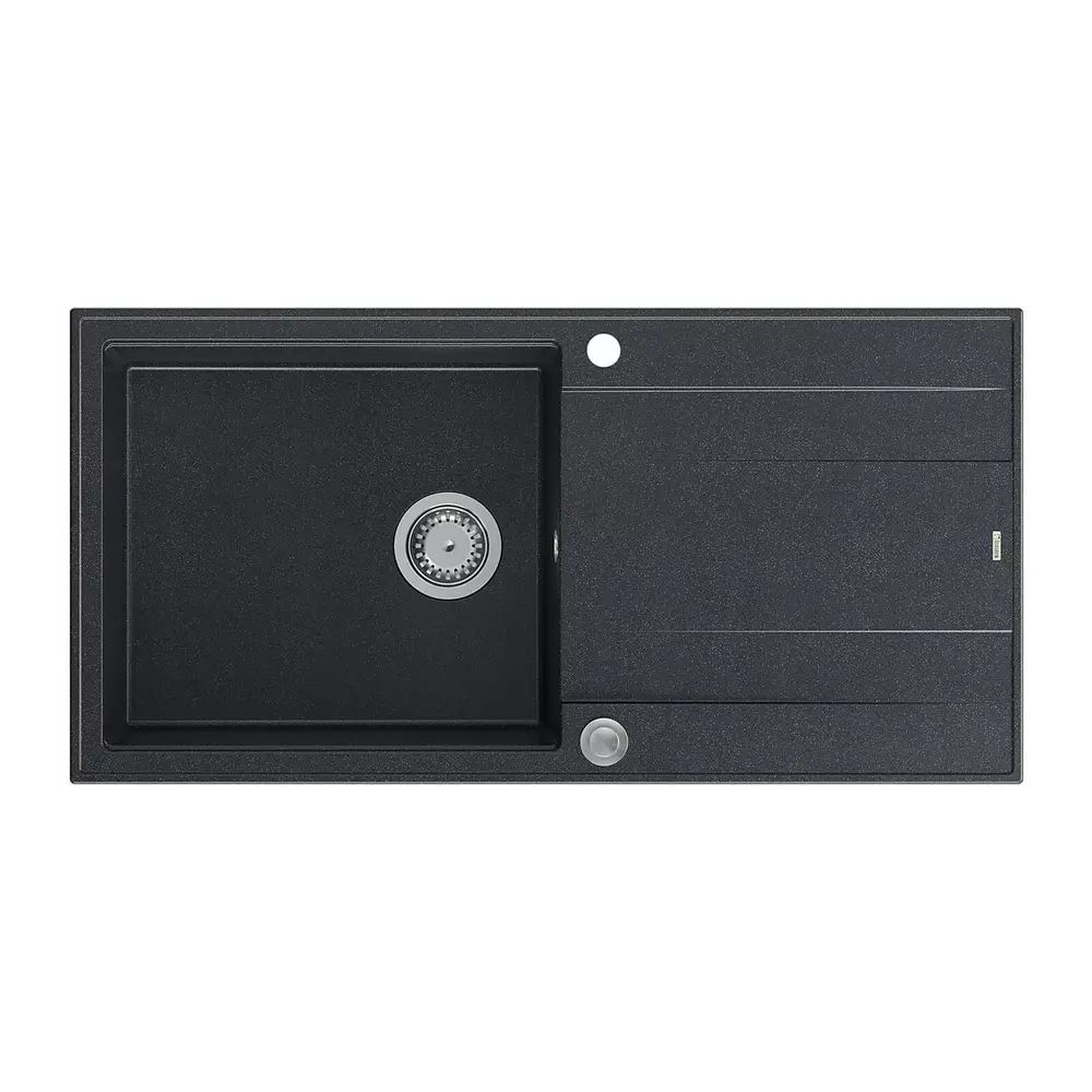 Chiuveta compozit incastrata Quadron Unique Evan 146 XL negru diamant - inox 100x50 cm