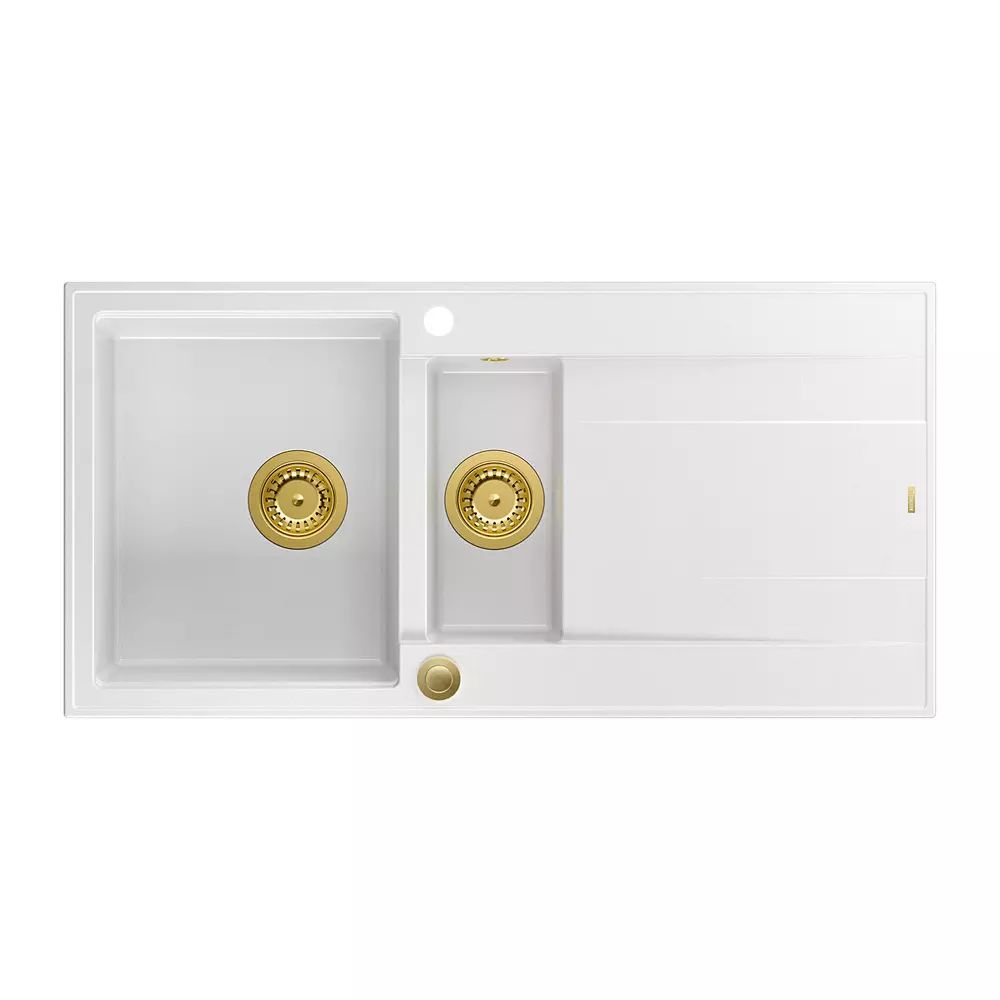 Chiuveta compozit incastrata Quadron Unique Evan 156 alb - auriu 100x50 cm