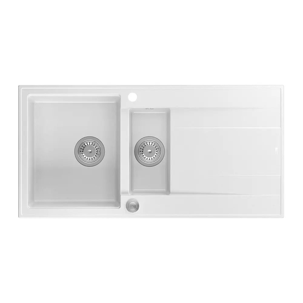 Chiuveta compozit incastrata Quadron Unique Evan 156 alb - inox 100x50 cm